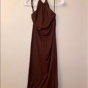 Brown midi halter dress